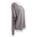 Anthropologie Womens Top Sz M Gray Striped Long Sleeve Buttons Boat Neckline Photo 1