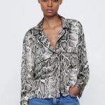 ZARA Women’s Snake Skin Button Down Satin Long Sleeve Blouse Size X Small Photo 1