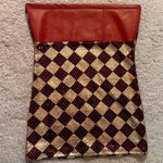 Handmade gold and red leather/sequin tube top Size M Photo 0