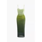 Micas Ombré Print Mesh Elegant Ombre Green Dress Photo 2