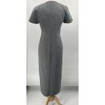 Vintage 90s Floral Embroidered Plaid Maxi Dress Sheath Button Front Gray White 8 Photo 7