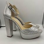 Jessica Simpson studs platform ankle straps silver pumps women Size 8 1/2 Photo 3