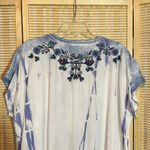 APNY Blue White Tie Dye Embroidered Pullover Top Birds Flowers NWT New XL Photo 11