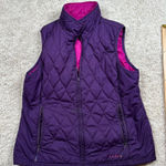 LL Bean Quilted Vest Purple Pink Reversible Full Zip Pockets Women M Petite Size M Photo 0