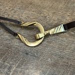 Chico's Chico’s Brown Leather Adjustable Brass Horseshoe Buckle Belt M/L Photo 1