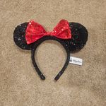 Disney  Black Sequin Ears with Red Sparkle Bow Photo 1