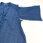 Catherines Blue Metallic Semi Sheer Chiffon Y Neck Button Blouse Size 4X Photo 6