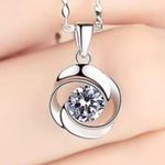 1 Carat Round Bezel Moissanite 925 Sterling Silver Necklace Photo 0