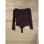 PINK - Victoria's Secret  Zebra Print Long Sleeve Bodysuit Top‎ Gray Black Photo 2