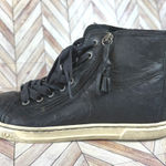 UGG  Black Leather High Top Sneakers Side Zips Tassels Women's Size 7.5 Photo 0