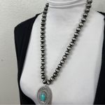 Cowgirl Confetti Turquoise and Orange Leather Navajo Beaded Necklace Photo 6