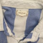 Sandy & Sid Blue & White Striped Front Tie Crop Top Small Photo 6