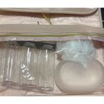 Ellen Tracy New  Travel Toiletry Bag Hanging Pink White Stripe Plastic Photo 4