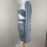 House Of CB  Mini Dress Womens L+ 10/12 Camille Grey Silk Cutout Ruched Sexy Photo 9