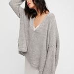 Free People Take Me Over V-Neck Sweater Oversized Knit Distressed Gray Size XS/S Photo 0