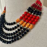 Nakamol multi strand red black and orange statement necklace Photo 1