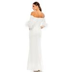 Mac Duggal  Long Off Shoulder Feathers Formal Bridal Gown Photo 12