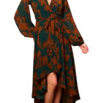 On the Land NWT Chiffon Long-Sleeve High-Low Midi Dress, Size Small, Western Photo 0