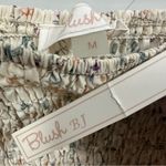 Blush  BJ Bodycon Smocked Floral Puff Off Shoulder Keyhole Ruffle Mini Dress M Photo 11