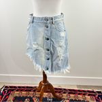 Thrashed Asymmetrical Denim Skirt Designer Large Made in Italy Retrofête Maeve Blue Photo 14