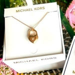 Michael Kors Rose Gold Pendant Necklace & Stud Earring Gift Set NWT Photo 0