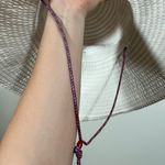 White Floppy Hat with Multicolor Thread in Seams Adjustable Neck Strap Photo 4