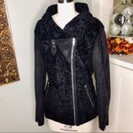 Vince Camuto  Black Shearling Moto Zip Winter Coat Medium New Photo 2