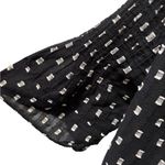 ZARA Linen Cropped Printed Top Sz S Black V-Neck Tied Tassels Short Bell Sleeve Photo 2