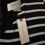 Anthropologie NWT! Elevenses Black & White Stripe Tie Waist Short Sleeve Romper Photo 3