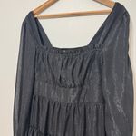 Altar'd State Altar’d State Black Reed Shimmer Dress Size Medium Ruffle Holiday New Year Party Photo 3