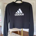 Adidas  Cropped Logo Pullover Sweatshirt Black XS Women’s Athleisure Streetwear Photo 0