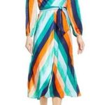 Ali & Jay  multi color striped long balloon sleeves belted Maxi dress xs Photo 1