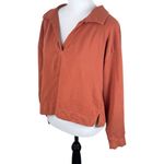 Athleta  Retroterry Polo Sweatshirt Oversized Orange V-Neck Top Long Sleeve Shirt Photo 7