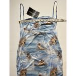 Pretty Little Thing  Blue Renaissance Print Slinky Ruched Side Bodycon Dres… Photo 7