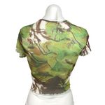 SheIn Green Camouflage Cut-Out Distressed Crewneck Short Sleeve Crop Top Size 6 Photo 1