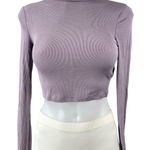 Aritzia Sunday Best Purple Rib Knit Turtleneck Long Sleeve Crop Sweater Top XS Photo 0