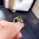 18K Gold Plated Adjustable Birthstone Green Crystal Emerald Ring for Women Photo 3