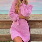 Beginning Boutique Pink Long Sleeve Crochet Dress Photo 4