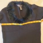 Black‎ sweater fur trim collar Photo 5