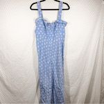 ZARA ‎ Blue Flower Print Linen Blend Button Front Midi Dress Photo 2