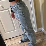 High Waist Ripped Jeans High Rise Loose Pants Mom Jeans Boyfriend Jeans Track Pants Cargo Pants Blue Photo 2