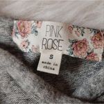 Pink Rose Size Small Grey Gray Flower Floral Soft Sweater Dress Cross V Cut Photo 5