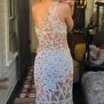 Jovani Tan And White Mesh Gown Photo 2