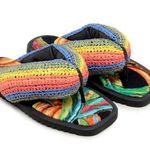 Farm Rio Black Banana Puffy Fluffy Crochet Flip Flop Womens Size 5 Super Cushy Photo 0