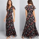 Modcloth  x Anna Sui Black&Pink Floral Velvet Burnout Maxi Dress Sz.4 Photo 2