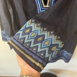 Calypso St. Barth  Womens Navy Linen Resort Embroidered Tunic Blouse Dress Size M Photo 4