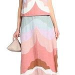 Valentino paneled mini skirt pastel green pink multicolor linen 4 Photo 0