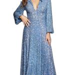 Jovani  sparkling blue Embellished Long Sleeve sheath Dress 25950 ladies size 16 Photo 0