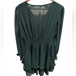 Exlura  Women Lantern Sleeve Mini Dress with front tie and long sleeves Photo 7