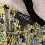 RD & Koko Yellow Blue Floral Pleated Ruffle Sleeve Semi Sheer Size M Size M Photo 8